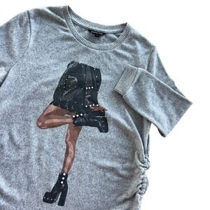 Love and Lace Gray Sweater with Fashion Graphic